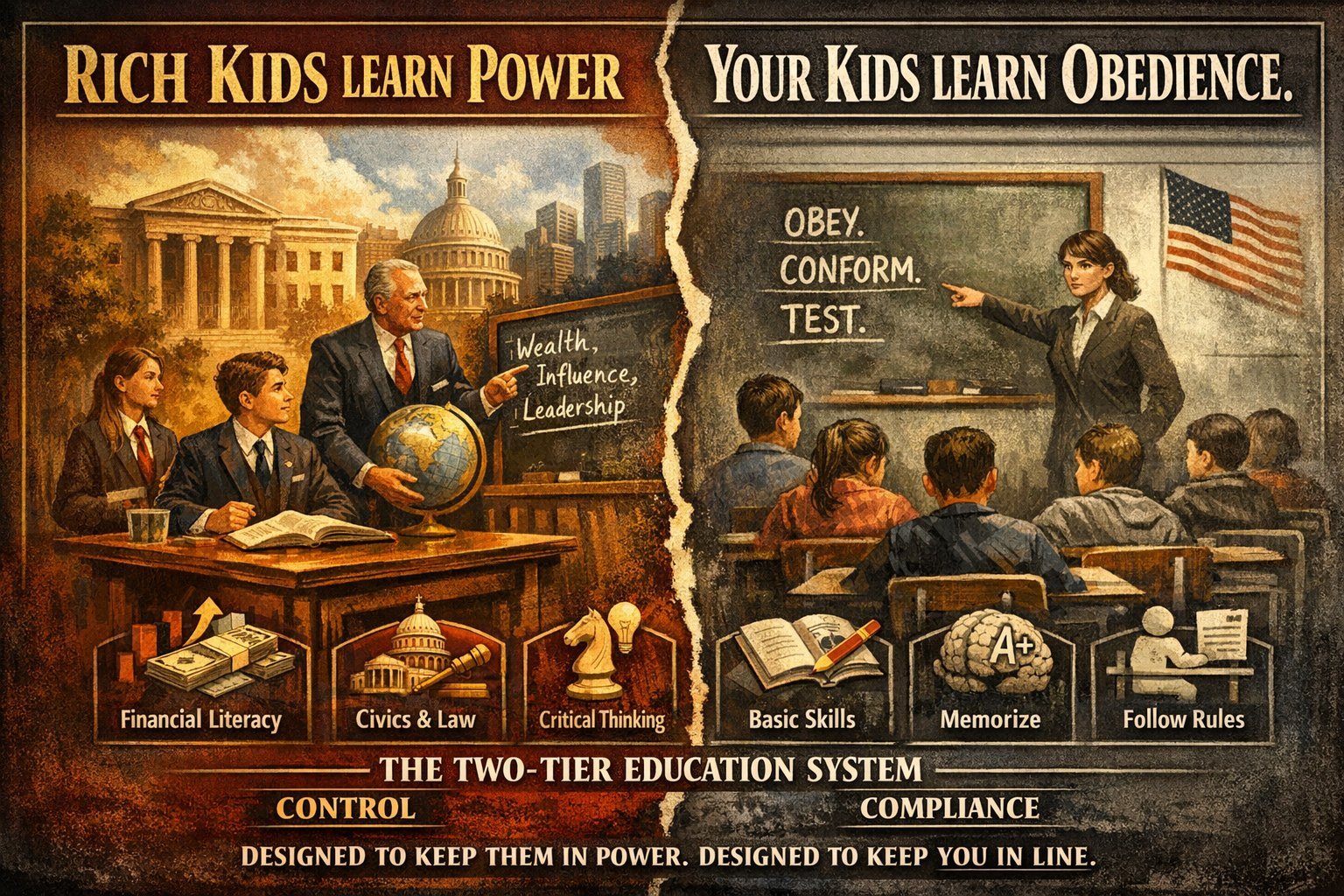Rich Kids Learn Power — Your Kids Learn Obedience. The Two-Tier Education System.