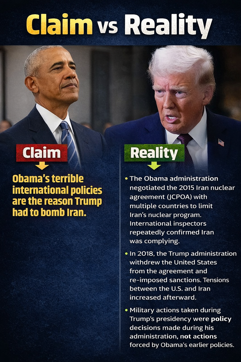 Claim vs Reality: Obama's policies are why Trump had to bomb Iran
