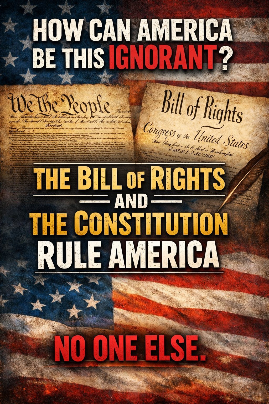 How can America be this ignorant? The Bill of Rights and The Constitution rule America. No one else.