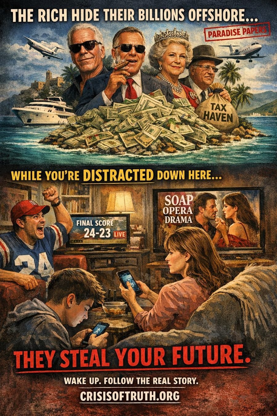 The Rich Hide Their Billions Offshore While You're Distracted — They Steal Your Future. CrisisOfTruth.org