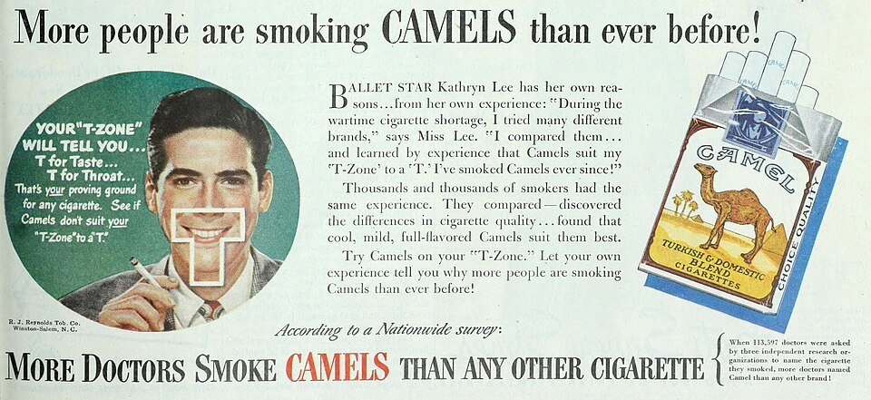 Vintage magazine ad reading More Doctors Smoke Camels than any other cigarette